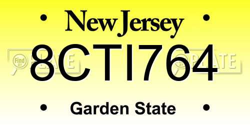 8CTI764 New Jersey License Plate