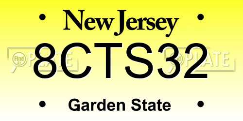 8CTS32 New Jersey License Plate