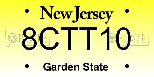 8CTT10 New Jersey License Plate