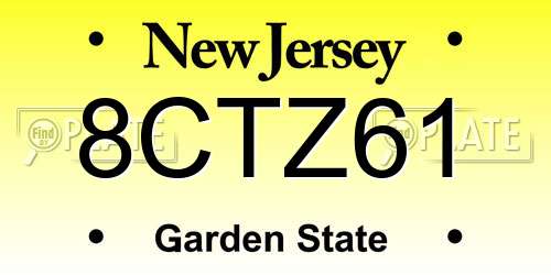 8CTZ61 New Jersey License Plate
