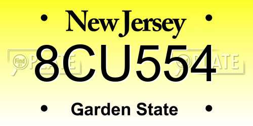 8CU554 New Jersey License Plate
