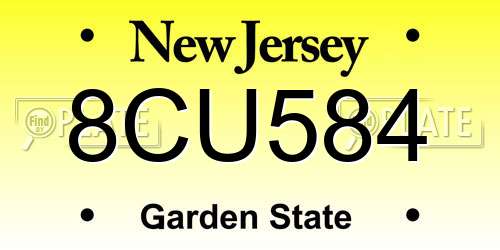 8CU584 New Jersey License Plate