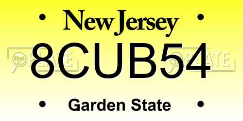 8CUB54 New Jersey License Plate