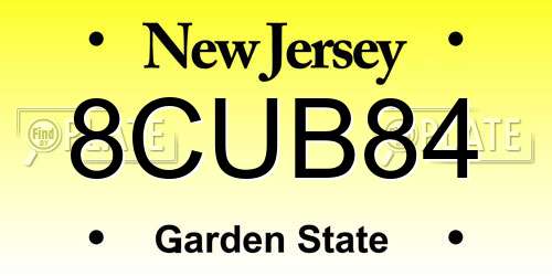 8CUB84 New Jersey License Plate