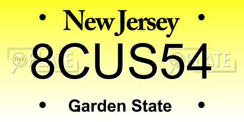 8CUS54 New Jersey License Plate