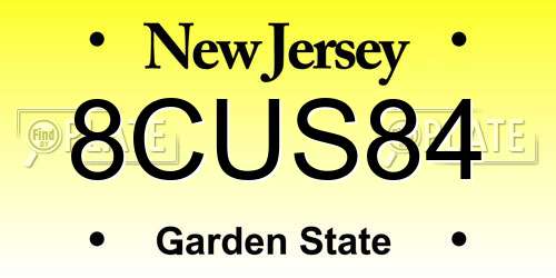 8CUS84 New Jersey License Plate