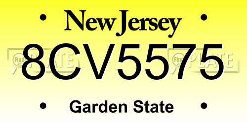 8CV5575 New Jersey License Plate