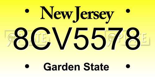 8CV5578 New Jersey License Plate