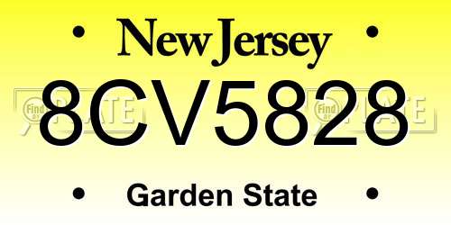 8CV5828 New Jersey License Plate