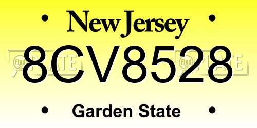 8CV8528 New Jersey License Plate