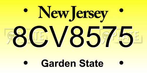 8CV8575 New Jersey License Plate
