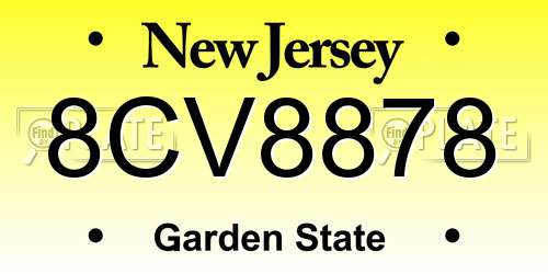 8CV8878 New Jersey License Plate