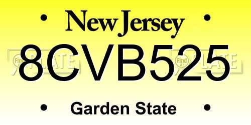8CVB525 New Jersey License Plate