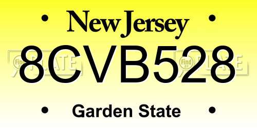 8CVB528 New Jersey License Plate