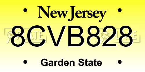 8CVB828 New Jersey License Plate