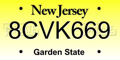 8CVK669 New Jersey License Plate