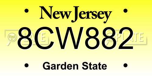 8CW882 New Jersey License Plate