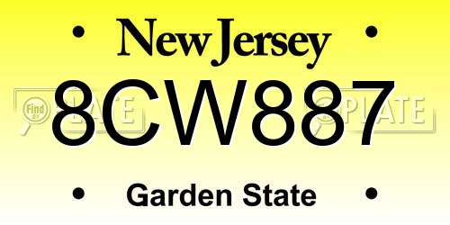 8CW887 New Jersey License Plate