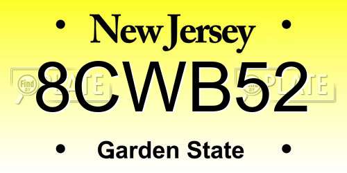 8CWB52 New Jersey License Plate