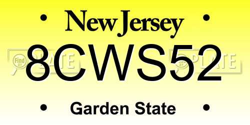 8CWS52 New Jersey License Plate