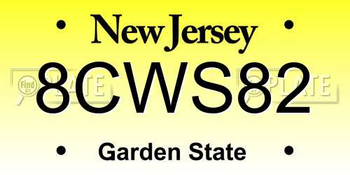 8CWS82 New Jersey License Plate