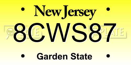 8CWS87 New Jersey License Plate