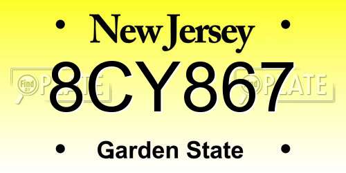 8CY867 New Jersey License Plate