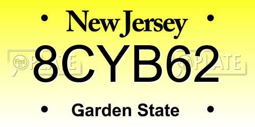 8CYB62 New Jersey License Plate