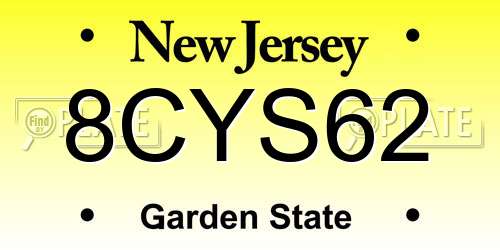 8CYS62 New Jersey License Plate