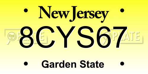 8CYS67 New Jersey License Plate