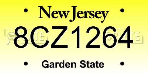 8CZ1264 New Jersey License Plate