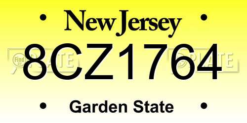8CZ1764 New Jersey License Plate