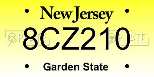 8CZ210 New Jersey License Plate