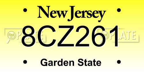 8CZ261 New Jersey License Plate