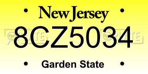 8CZ5034 New Jersey License Plate
