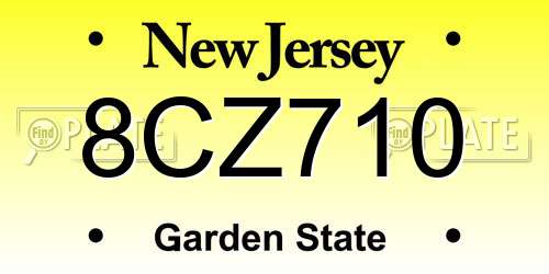 8CZ710 New Jersey License Plate