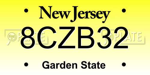 8CZB32 New Jersey License Plate