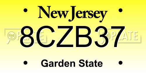 8CZB37 New Jersey License Plate