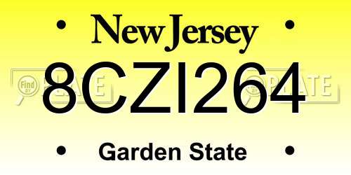 8CZI264 New Jersey License Plate