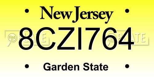 8CZI764 New Jersey License Plate