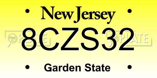 8CZS32 New Jersey License Plate