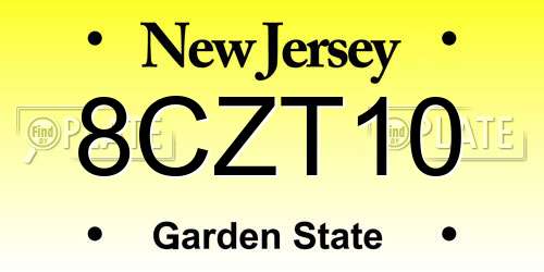 8CZT10 New Jersey License Plate