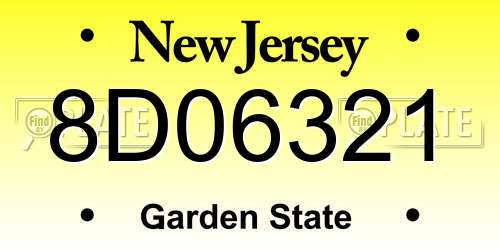 8D06321 New Jersey License Plate