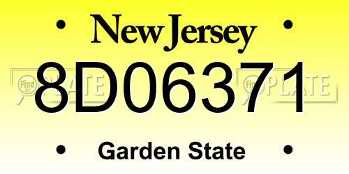 8D06371 New Jersey License Plate