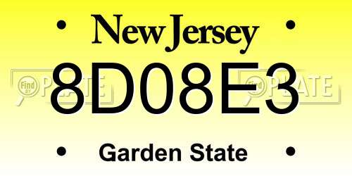 8D08E3 New Jersey License Plate