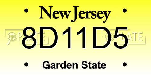 8D11D5 New Jersey License Plate