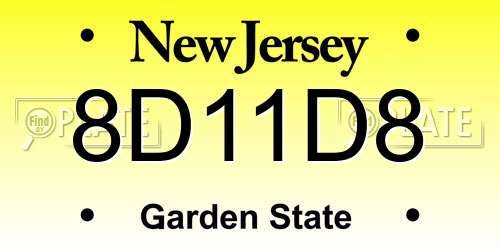 8D11D8 New Jersey License Plate