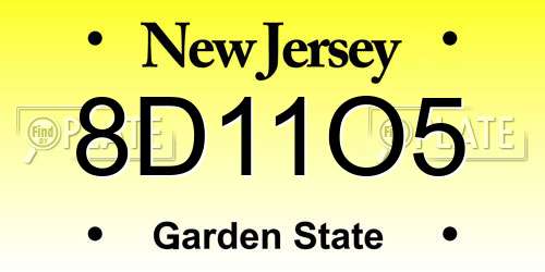 8D11O5 New Jersey License Plate