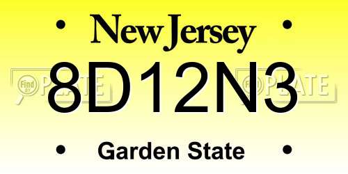 8D12N3 New Jersey License Plate