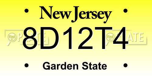 8D12T4 New Jersey License Plate